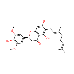 COc1cc([C@@H]2CC(=O)c3c(cc(O)c(C/C=C(\C)CCC=C(C)C)c3O)O2)cc(OC)c1O ZINC000040872507