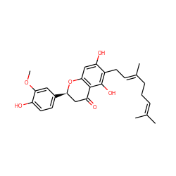 COc1cc([C@@H]2CC(=O)c3c(cc(O)c(C/C=C(\C)CCC=C(C)C)c3O)O2)ccc1O ZINC000015122023