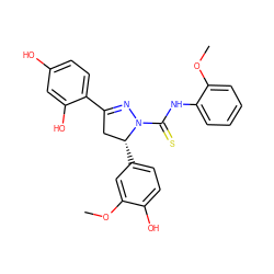 COc1cc([C@@H]2CC(c3ccc(O)cc3O)=NN2C(=S)Nc2ccccc2OC)ccc1O ZINC000029044065