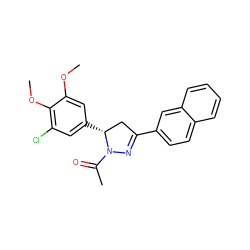 COc1cc([C@@H]2CC(c3ccc4ccccc4c3)=NN2C(C)=O)cc(Cl)c1OC ZINC001772609190