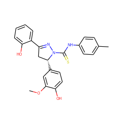 COc1cc([C@@H]2CC(c3ccccc3O)=NN2C(=S)Nc2ccc(C)cc2)ccc1O ZINC000029044414