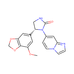 COc1cc([C@@H]2CNC(=O)N2c2ccn3ccnc3c2)cc2c1OCO2 ZINC000198380367