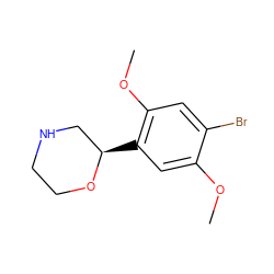COc1cc([C@@H]2CNCCO2)c(OC)cc1Br ZINC000013585266