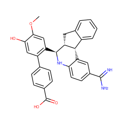 COc1cc([C@@H]2Nc3ccc(C(=N)N)cc3[C@H]3c4ccccc4C[C@@H]23)c(-c2ccc(C(=O)O)cc2)cc1O ZINC000014210440