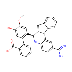 COc1cc([C@@H]2Nc3ccc(C(=N)N)cc3[C@H]3c4ccccc4C[C@@H]23)c(-c2ccccc2C(=O)O)cc1O ZINC000096273302