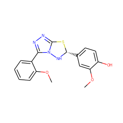 COc1cc([C@@H]2Nn3c(nnc3-c3ccccc3OC)S2)ccc1O ZINC000000715488