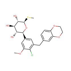 COc1cc([C@@H]2O[C@H](SC)[C@@H](O)[C@H](O)[C@H]2O)cc(Cc2ccc3c(c2)OCCO3)c1Cl ZINC000206114128