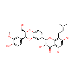 COc1cc([C@@H]2Oc3cc(-c4oc5c(CC=C(C)C)c(O)cc(O)c5c(=O)c4O)ccc3O[C@@H]2CO)ccc1O ZINC000029347951