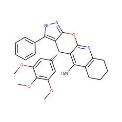 COc1cc([C@@H]2c3c(n[nH]c3-c3ccccc3)Oc3nc4c(c(N)c32)CCCC4)cc(OC)c1OC ZINC001772635949