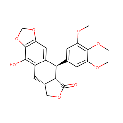 COc1cc([C@@H]2c3cc4c(c(O)c3C[C@H]3COC(=O)[C@H]32)OCO4)cc(OC)c1OC ZINC000001637084