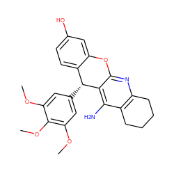 COc1cc([C@@H]2c3ccc(O)cc3Oc3nc4c(c(N)c32)CCCC4)cc(OC)c1OC ZINC000103268658