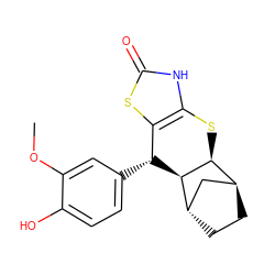 COc1cc([C@@H]2c3sc(=O)[nH]c3S[C@H]3[C@H]4CC[C@@H](C4)[C@H]32)ccc1O ZINC000139355826