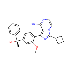 COc1cc([C@](C)(O)c2ccccc2)ccc1-c1nc(C2CCC2)n2ccnc(N)c12 ZINC000096168107