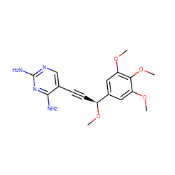 COc1cc([C@H](C#Cc2cnc(N)nc2N)OC)cc(OC)c1OC ZINC000014968161