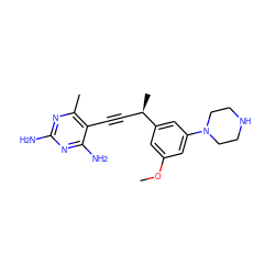 COc1cc([C@H](C)C#Cc2c(C)nc(N)nc2N)cc(N2CCNCC2)c1 ZINC000299853180