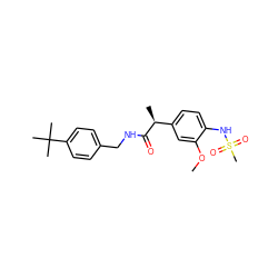 COc1cc([C@H](C)C(=O)NCc2ccc(C(C)(C)C)cc2)ccc1NS(C)(=O)=O ZINC000084652751