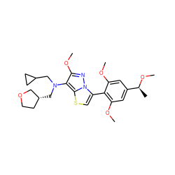 COc1cc([C@H](C)OC)cc(OC)c1-c1csc2c(N(CC3CC3)C[C@@H]3CCOC3)c(OC)nn12 ZINC000096172540