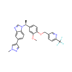 COc1cc([C@H](C)n2cnc3cc(-c4cnn(C)c4)ccc32)ccc1OCc1ccc(C(F)(F)F)nc1 ZINC000473159166