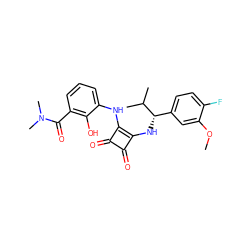 COc1cc([C@H](Nc2c(Nc3cccc(C(=O)N(C)C)c3O)c(=O)c2=O)C(C)C)ccc1F ZINC000101135400