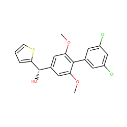 COc1cc([C@H](O)c2cccs2)cc(OC)c1-c1cc(Cl)cc(Cl)c1 ZINC000049055658