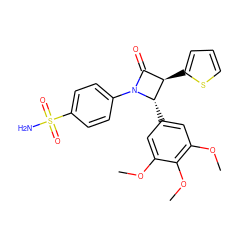 COc1cc([C@H]2[C@H](c3cccs3)C(=O)N2c2ccc(S(N)(=O)=O)cc2)cc(OC)c1OC ZINC001772598267