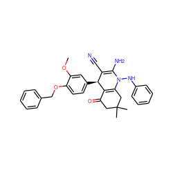 COc1cc([C@H]2C(C#N)=C(N)N(Nc3ccccc3)C3=C2C(=O)CC(C)(C)C3)ccc1OCc1ccccc1 ZINC000002170048