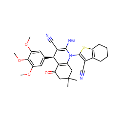 COc1cc([C@H]2C(C#N)=C(N)N(c3sc4c(c3C#N)CCCC4)C3=C2C(=O)CC(C)(C)C3)cc(OC)c1OC ZINC000001022978