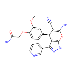 COc1cc([C@H]2C(C#N)=C(N)Oc3[nH]nc(-c4cccnc4)c32)ccc1OCC(N)=O ZINC000004019813