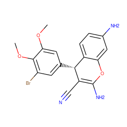 COc1cc([C@H]2C(C#N)=C(N)Oc3cc(N)ccc32)cc(Br)c1OC ZINC000035324600