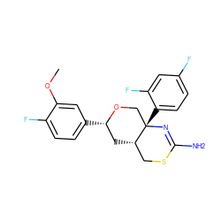 COc1cc([C@H]2C[C@H]3CSC(N)=N[C@@]3(c3ccc(F)cc3F)CO2)ccc1F ZINC000221091276