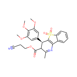 COc1cc([C@H]2C3=C(N=C(C)C2C(=O)OCCC#N)c2ccccc2S3(=O)=O)cc(OC)c1OC ZINC000103350728