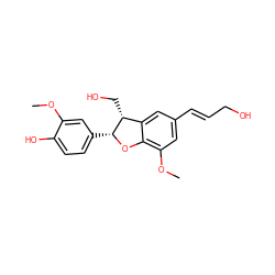 COc1cc([C@H]2Oc3c(OC)cc(/C=C/CO)cc3[C@H]2CO)ccc1O ZINC000005999123