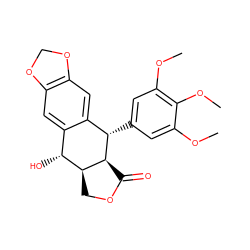 COc1cc([C@H]2c3cc4c(cc3[C@@H](O)[C@@H]3COC(=O)[C@H]23)OCO4)cc(OC)c1OC ZINC000003132117