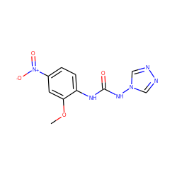 COc1cc([N+](=O)[O-])ccc1NC(=O)Nn1cnnc1 ZINC000005041912