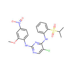 COc1cc([N+](=O)[O-])ccc1Nc1ncc(Cl)c(Nc2ccccc2S(=O)(=O)C(C)C)n1 ZINC000045291122