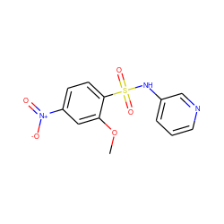 COc1cc([N+](=O)[O-])ccc1S(=O)(=O)Nc1cccnc1 ZINC000045300069
