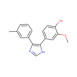 COc1cc(-c2[nH]cnc2-c2cccc(C)c2)ccc1O ZINC000653856298