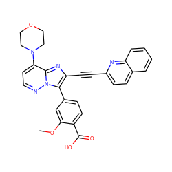 COc1cc(-c2c(C#Cc3ccc4ccccc4n3)nc3c(N4CCOCC4)ccnn23)ccc1C(=O)O ZINC001772632639