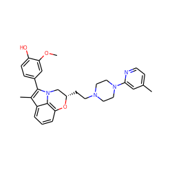 COc1cc(-c2c(C)c3cccc4c3n2C[C@H](CCN2CCN(c3cc(C)ccn3)CC2)O4)ccc1O ZINC000026473171