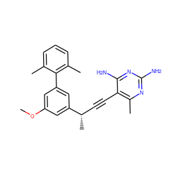 COc1cc(-c2c(C)cccc2C)cc([C@@H](C)C#Cc2c(C)nc(N)nc2N)c1 ZINC000040860441