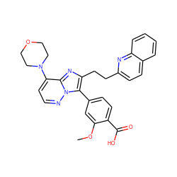 COc1cc(-c2c(CCc3ccc4ccccc4n3)nc3c(N4CCOCC4)ccnn23)ccc1C(=O)O ZINC001772653216