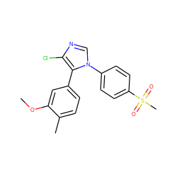 COc1cc(-c2c(Cl)ncn2-c2ccc(S(C)(=O)=O)cc2)ccc1C ZINC000013525211