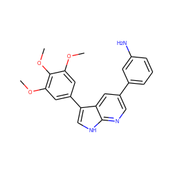 COc1cc(-c2c[nH]c3ncc(-c4cccc(N)c4)cc23)cc(OC)c1OC ZINC000299830509