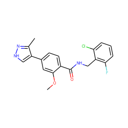 COc1cc(-c2c[nH]nc2C)ccc1C(=O)NCc1c(F)cccc1Cl ZINC001772631028