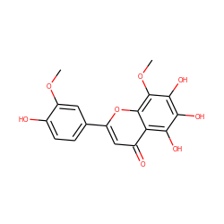 COc1cc(-c2cc(=O)c3c(O)c(O)c(O)c(OC)c3o2)ccc1O ZINC000040833813