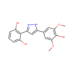 COc1cc(-c2cc(-c3c(O)cccc3O)n[nH]2)cc(OC)c1O ZINC000473086334
