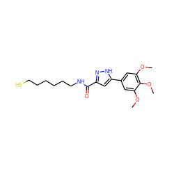 COc1cc(-c2cc(C(=O)NCCCCCCS)n[nH]2)cc(OC)c1OC ZINC000653705300