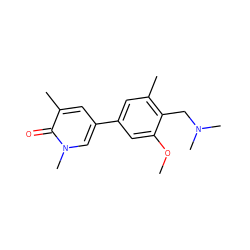 COc1cc(-c2cc(C)c(=O)n(C)c2)cc(C)c1CN(C)C ZINC000653872492