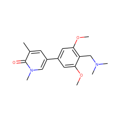 COc1cc(-c2cc(C)c(=O)n(C)c2)cc(OC)c1CN(C)C ZINC000653872518