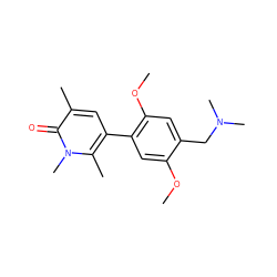 COc1cc(-c2cc(C)c(=O)n(C)c2C)c(OC)cc1CN(C)C ZINC000653857567